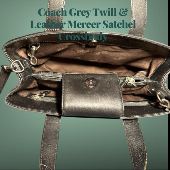 Coach Mercer Satchel 7400 in twill fabric with leather trim